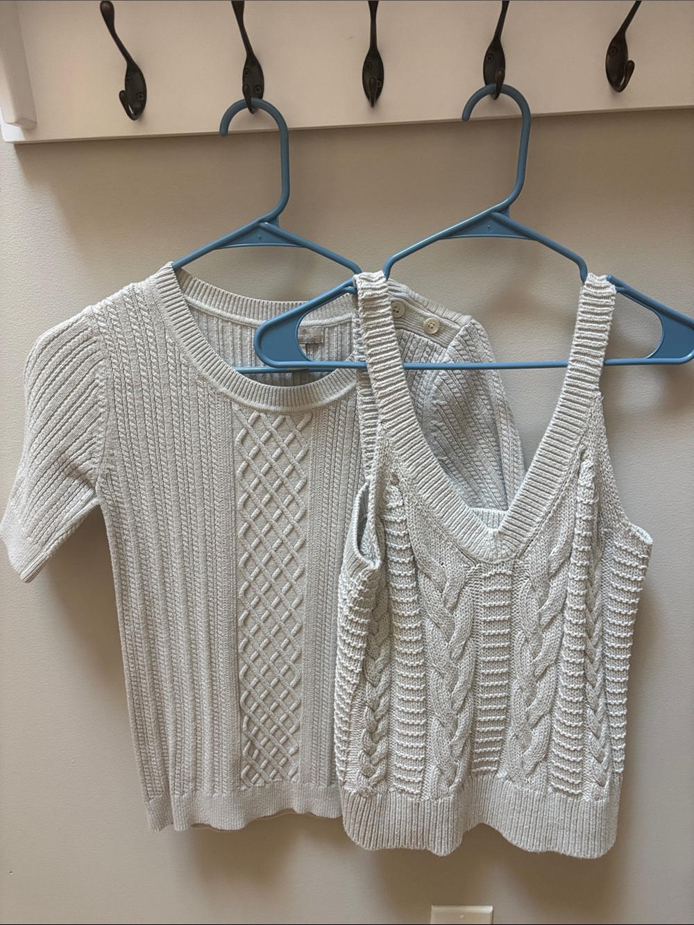 Banana Republic Cream Cable-Knit Tank & Short-Sleeve Top Set